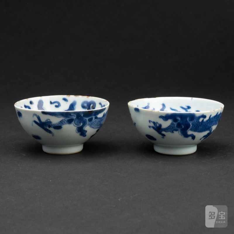    明 青花龍紋茶盞五點 - 图2